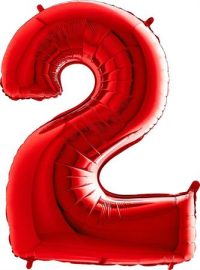 Fooliumist õhupall "NUMBER 2" punane