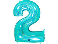 Number-2-tiffany-GR-772GHTI-P Fooliumist õhupall "NUMBER 2" türkiissinine särav