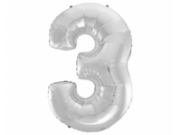 Foil balloon "NUMBER 3" silver