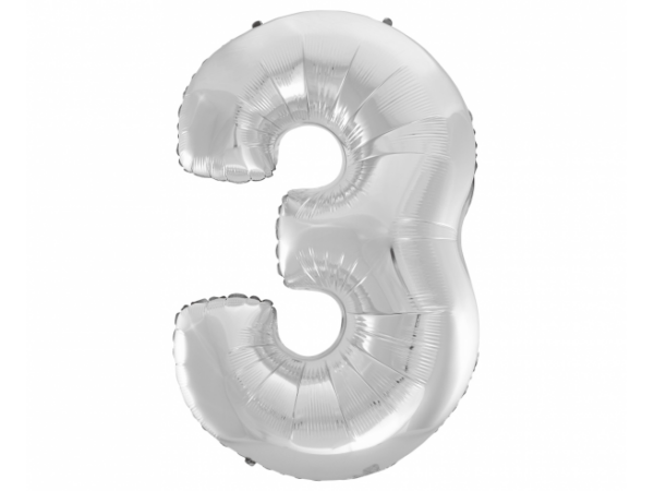 Fooliumist õhupall "NUMBER 3" hõbe