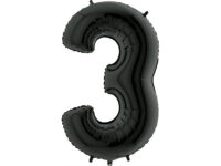 Number-3-must-GR-043K-P Fooliumist õhupall "NUMBER 3" must