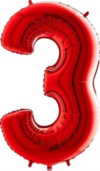 Fooliumist õhupall "NUMBER 3" punane