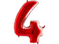 Number-4-punane-GR-084R-P Fooliumist õhupall "NUMBER 4" punane