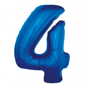 Number-4-sinine-FG-C85N4 Foil balloon "18 BIRTHDAY" golden, round