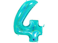 Number-4-tiffany-GR-774GHTI-P Фольгированный шар "ЦИФРА 4" тиффани блестящий