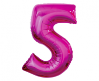 Fooliumist õhupall "NUMBER 5" fuksia