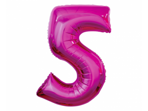 Fooliumist õhupall "NUMBER 5" fuksia