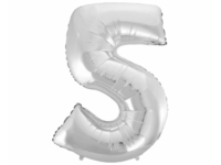 Foil balloon "NUMBER 5" silver