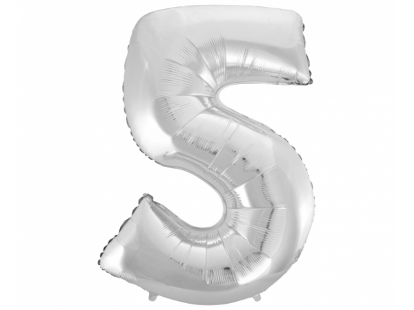 Number-5-hobe-FG-C85S5 Foil balloon "NUMBER 5" silver