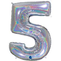 Fooliumist õhupall "NUMBER 5" hõbe särav
