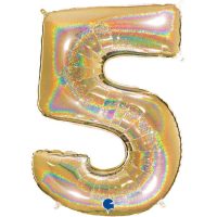 Fooliumist õhupall "NUMBER 5" kuldne särav