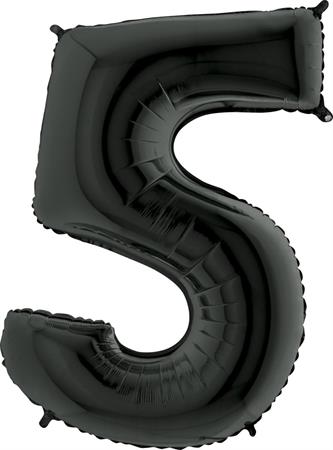 Number-5-must-GR-045K-P Foil balloon "NUMBER 5" black