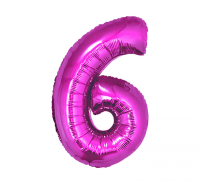 Fooliumist õhupall "NUMBER 6" fuksia
