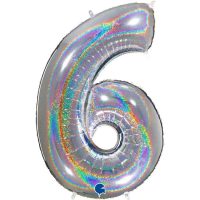 Fooliumist õhupall "NUMBER 6" hõbe särav