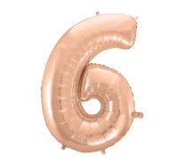 Fooliumist õhupall "NUMBER 6" kuldne roosa