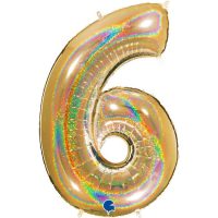 Fooliumist õhupall "NUMBER 6" kuldne särav