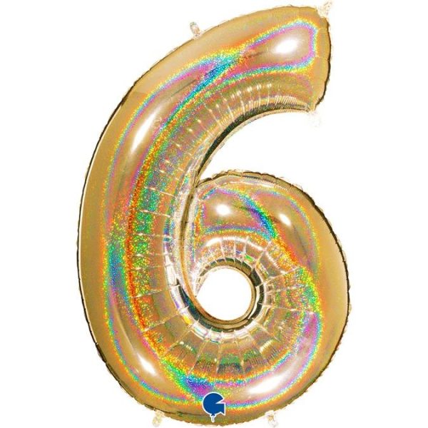 Fooliumist õhupall "NUMBER 6" kuldne särav