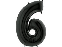 Number-6-must-GR-046K-P Fooliumist õhupall "NUMBER 6" must