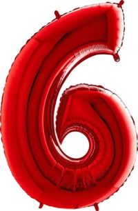 Fooliumist õhupall "NUMBER 6" punane