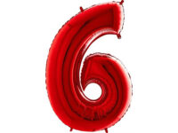 Foil balloon "NUMBER 6" red