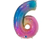 Number-6-rainbow-GR-816RH-P Fooliumist õhupall "NUMBER 6" vikerkaar särav