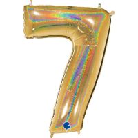 Foil balloon "NUMBER 7" holo glitter gold