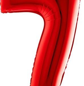 Number-7-punane-GR-087R-P Foil balloon NUMBER 1 IT'S FUN TO BE ONE" holo glitter