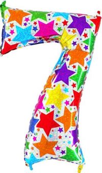 Фольгированный шар "ЦИФРА 7" со звёздами, блестящий