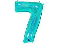 Number-7-tiffany-GR-777GHTI-P Fooliumist õhupall "NUMBER 7" türkiissinine särav