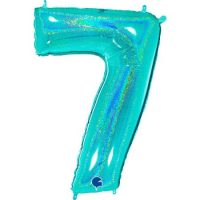 Fooliumist õhupall "NUMBER 7" türkiissinine särav
