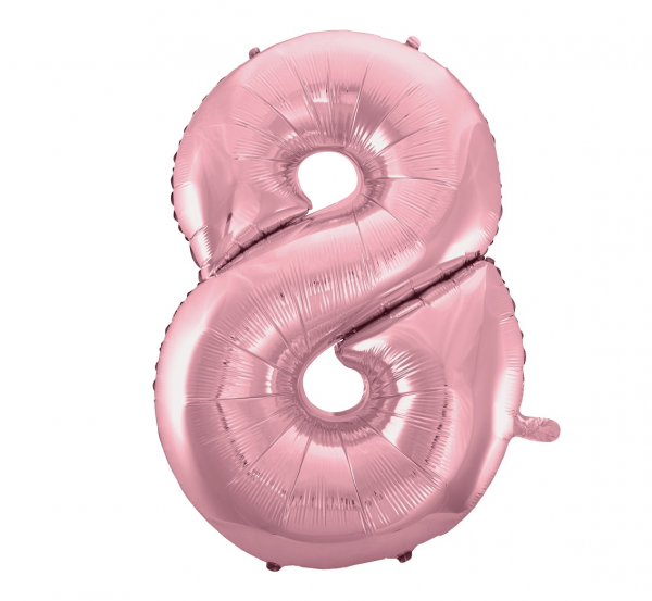 Fooliumist õhupall "NUMBER 8" heleroosa