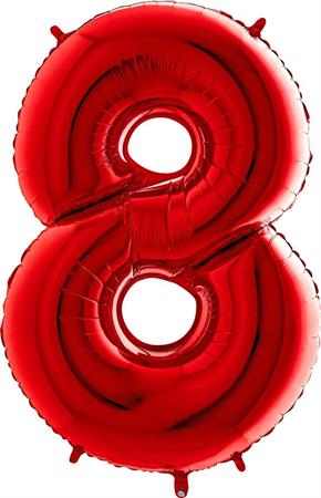 Fooliumist õhupall "NUMBER 8" punane