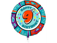 Фольгированный шар "HAPPY BIRTHDAY 9" круглый