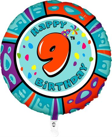 Фольгированный шар "HAPPY BIRTHDAY 9" круглый