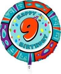 Fooliumist õhupall "HAPPY BIRTHDAY 9" ümmargune