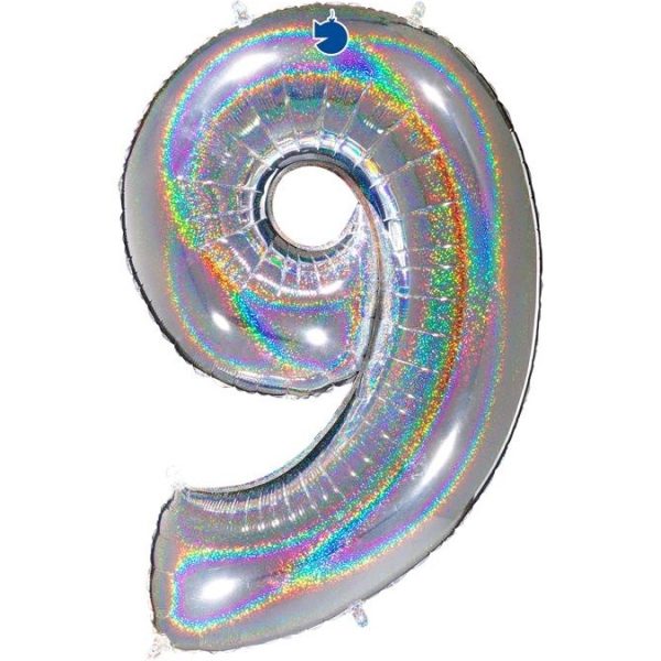 Fooliumist õhupall "NUMBER 9" hõbe särav