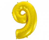Fooliumist õhupall "NUMBER 9" kuldne