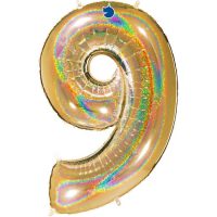 Fooliumist õhupall "NUMBER 9" kuldne särav