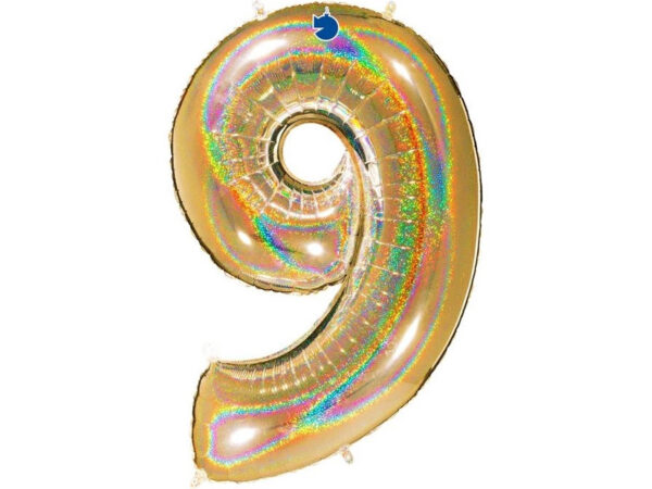 Fooliumist õhupall "NUMBER 9" kuldne särav