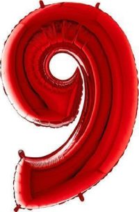 Fooliumist õhupall "NUMBER 9" punane