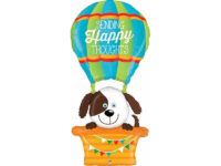 Фольгированный шар, cобака в корзине «SENDING HAPPY THOUGHTS!»