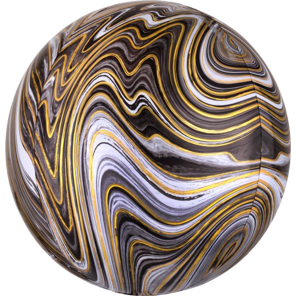 Foil balloon «Balloon» marble - black, white, golden