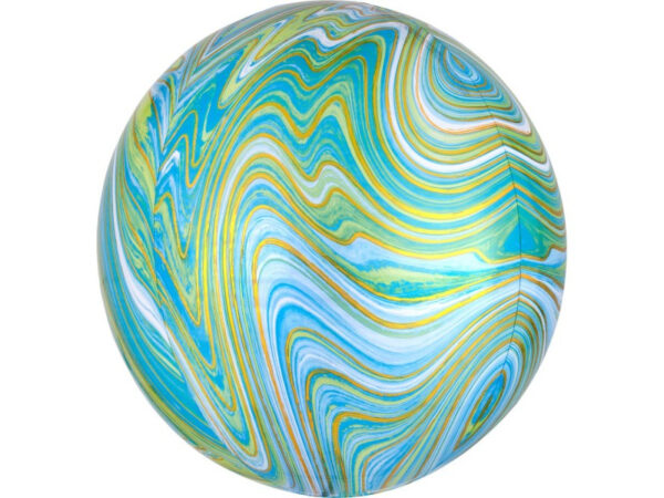 Foil balloon «Balloon» marble - green, white, golden