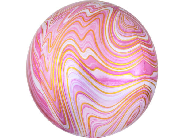 Foil balloon «Balloon» marble - pink, white, golden
