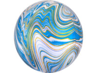 Foil balloon «Balloon» marble - blue, white, golden