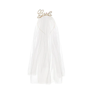 Headband "BRIDE", golden, metallic, with a veil