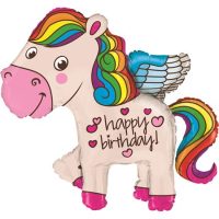 Fooliumist õhupall, poni «HAPPY BIRTHDAY!»