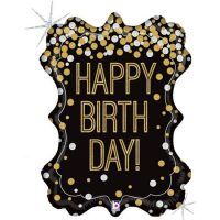 Фольгированный шар рамка «HAPPY BIRTHDAY» черный