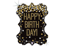 Raam-Happy-Birthday-must-GR-35965GH-P Fooliumist õhupall raam «HAPPY BIRTHDAY» must