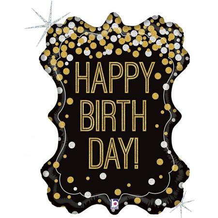 Foil balloon frame «HAPPY BIRTHDAY» black
